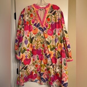 Floral Multicolor V-Neck Tunic / Dress by Avara